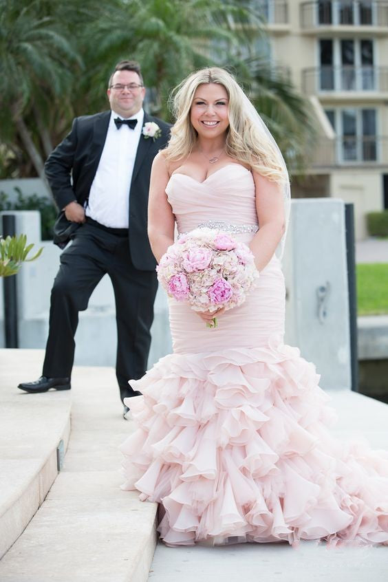 Mermaid Blush Pink Wedding Dress - daisystyledress