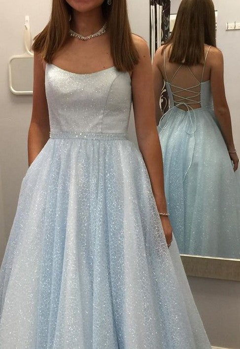 Fashion Ball Gown Sparkle Light Blue Prom Dress - daisystyledress