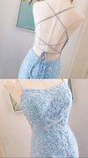 light blue tight prom dress