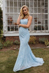 fitted blue pageant dress