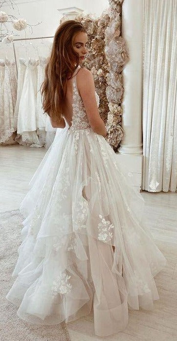 low v back wedding dress