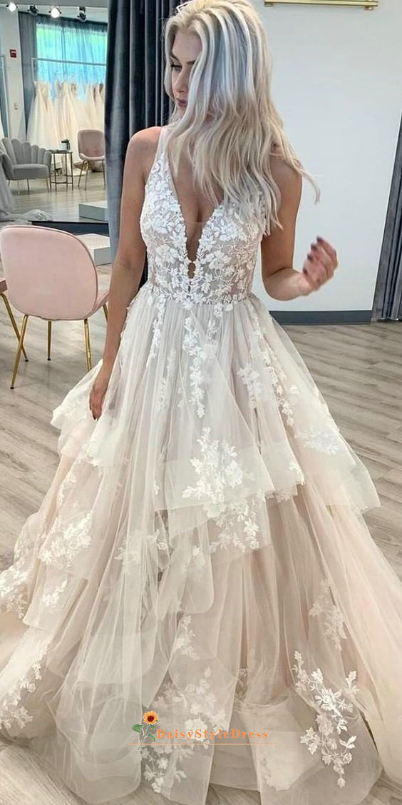 blush wedding dress