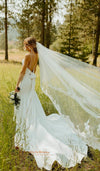 fit and flare low back wedding dress