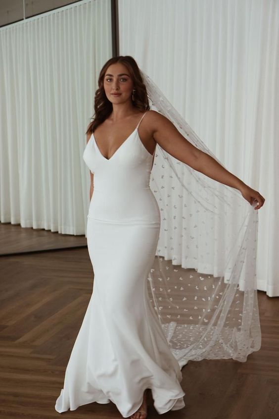 fitted plus size  wedding dress
