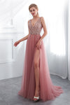 dusty pink prom dress