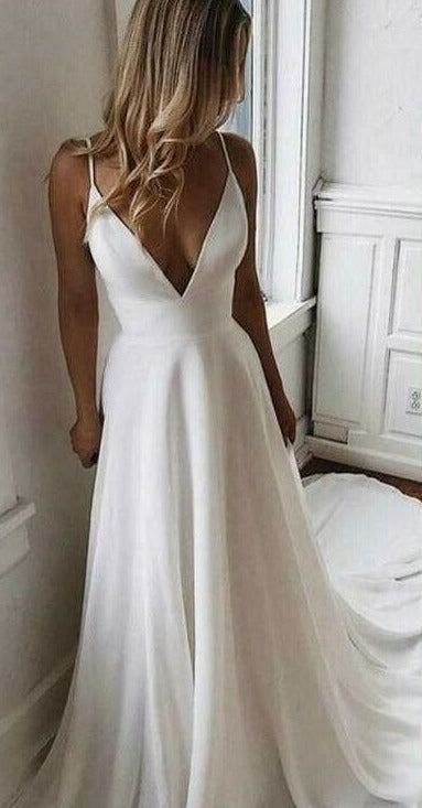 a line v-neckline wedding dress