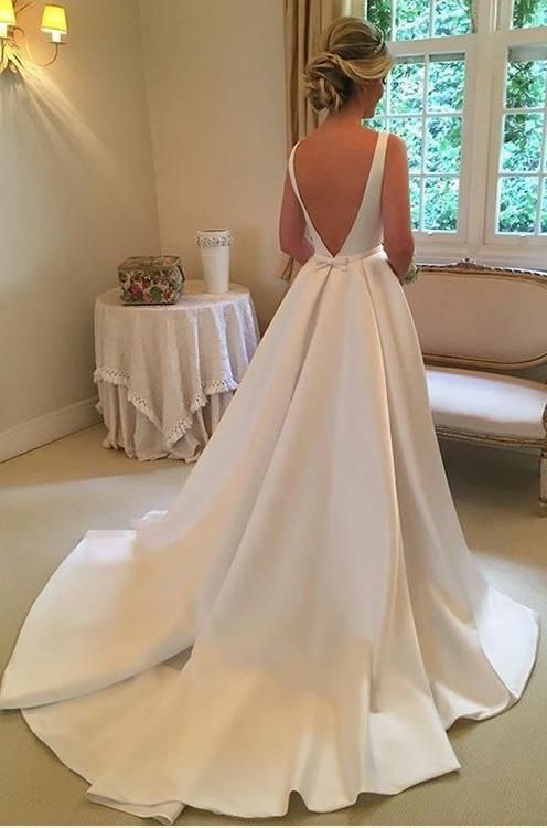 low v back wedding dress