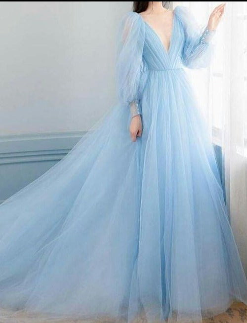 Long Sleeve Blue party dress