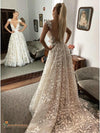 open back boho lace wedding dress