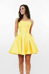 short yellow homecoming dress