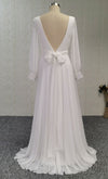 Long Sleeve V-back Wedding Dress