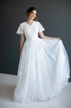 Butterfly Lace Sleeve Boho Wedding Dress