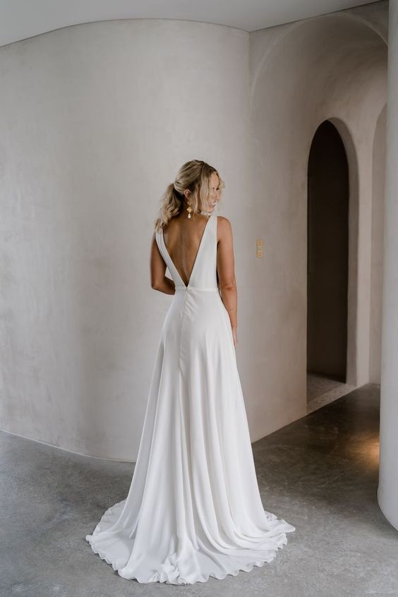 v-back wedding dress