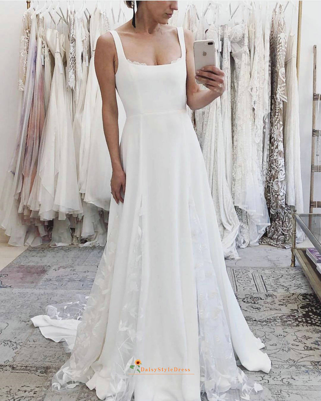 square neckline wedding dress