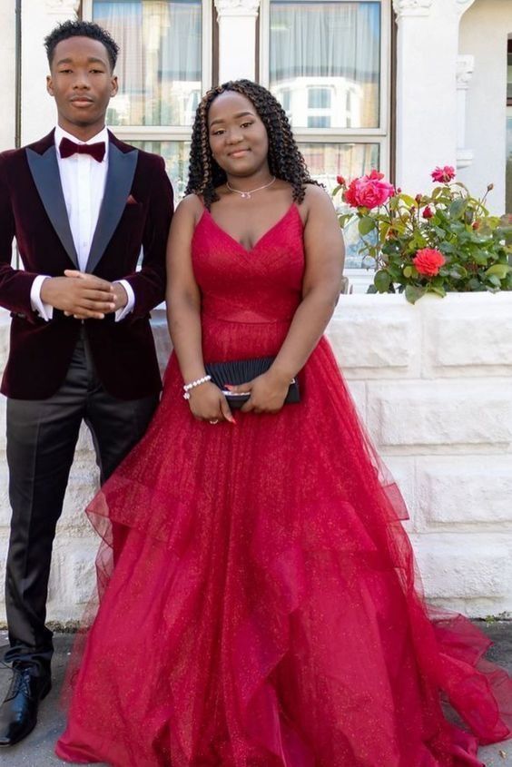 sparkle red prom dress