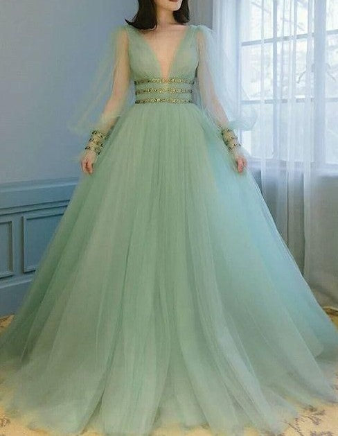 long sleeve evening dress