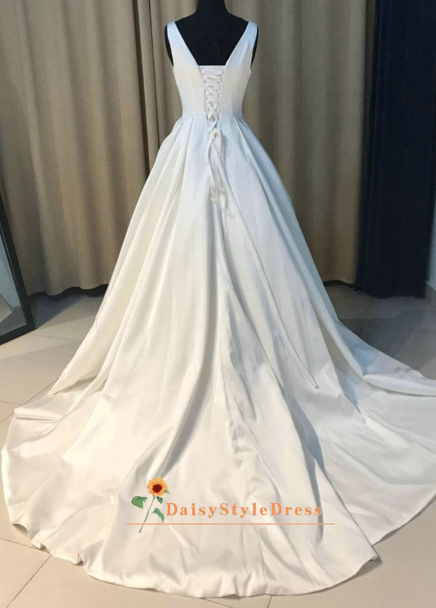 v-neck wedding dress