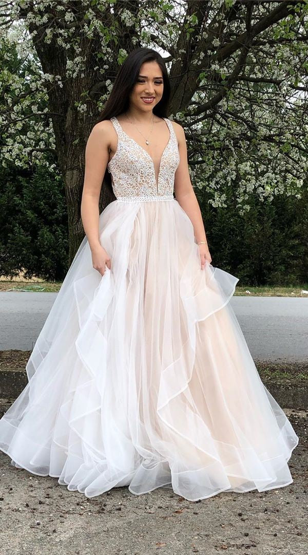 Elegant Light Champagne Ball Gown Prom Dress - daisystyledress