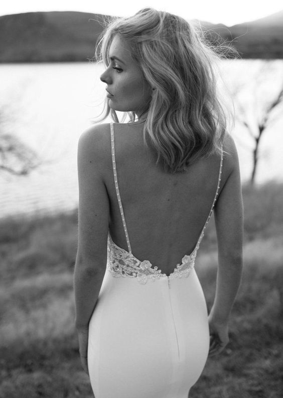 Beaded Straps Outdoor Fitted Wedding Dress