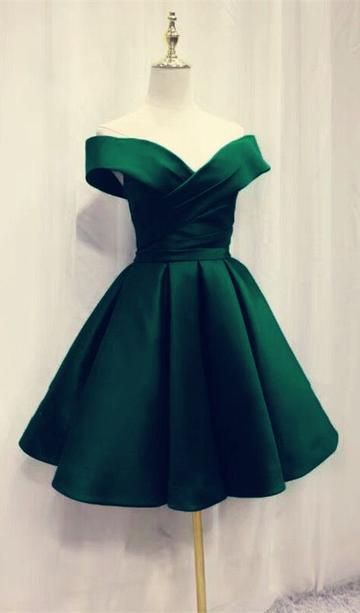 Knee length Off Shoulder Sleeve Green Homecoming Dress daisystyledress Knee length Off Shoulder Sleeve Green Homecoming Dress daisystyledress