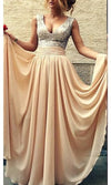 A line V-neck Sequins Champagne Prom Dress - daisystyledress