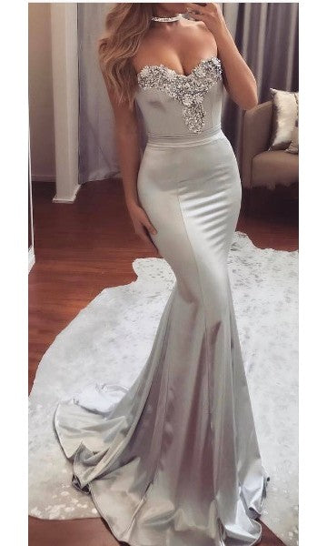 Mermaid Silver Evening Party Dress - daisystyledress
