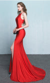 Mermaid Sexy Slit Red Evening Dress - daisystyledress