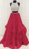 Two Piece Tiered Skirt Prom Dress - daisystyledress