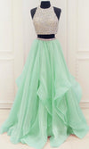 Two Piece Tiered Skirt Prom Dress - daisystyledress