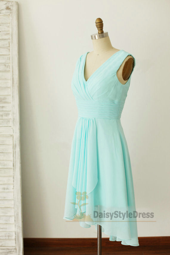 Knee Length Light Blue Bridesmaid Dress - daisystyledress
