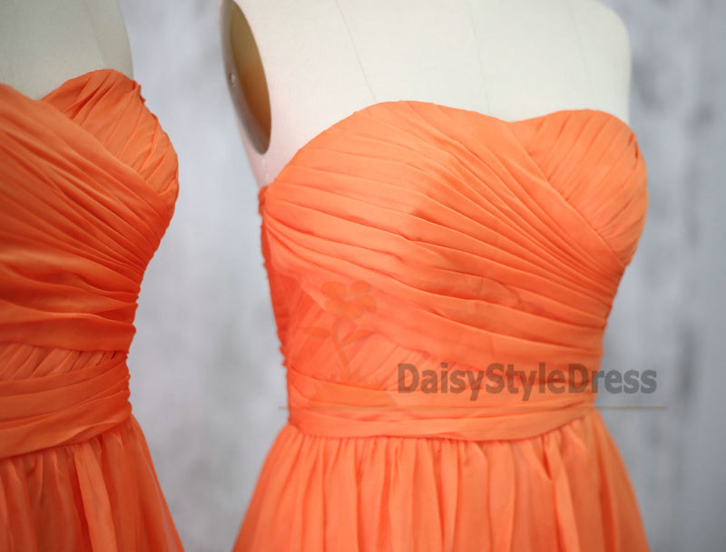 Knee Length Sweetheart Orange Bridesmaid Dress - daisystyledress