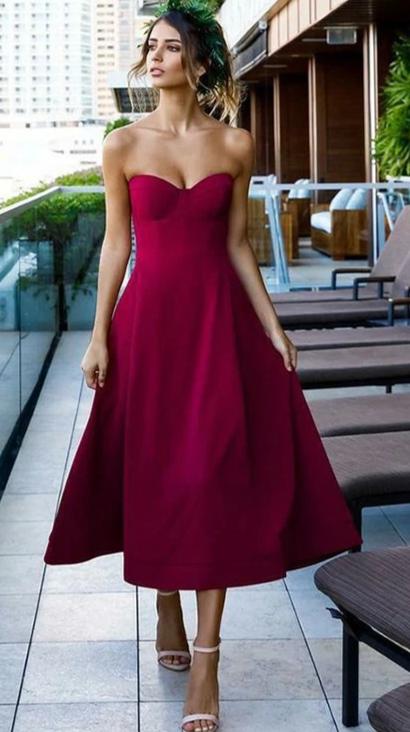 Tea Length Sweetheart Neckline Formal Party Dress - daisystyledress