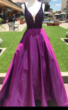Beaded Fuchsia Prom Dress with Pocket - daisystyledress