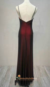 simple-spaghetti straps red and black party dress