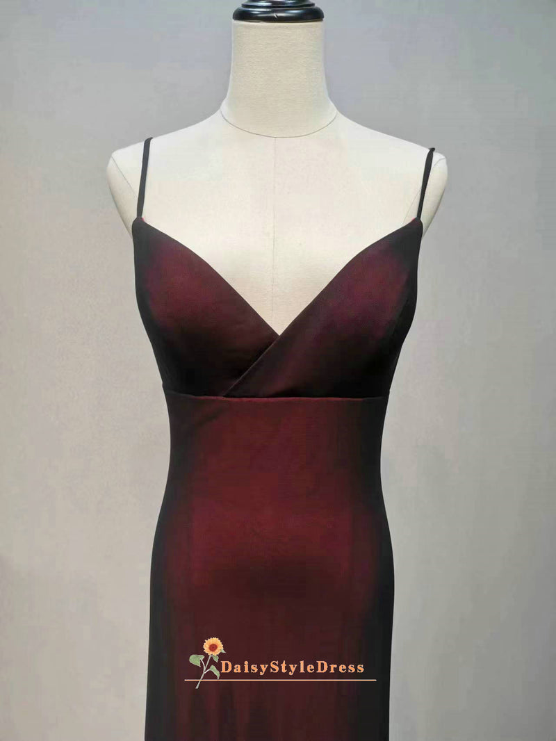 simple-spaghetti straps red and black party dress