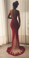 Sexy Sheath Wine Red Slit Prom Dress - daisystyledress