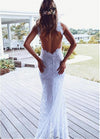 Floor length Open Back Lace Slit Wedding Dress - daisystyledress