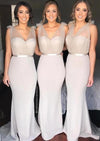 Mermaid V-neckline Silver Bridesmaid Dress - daisystyledress