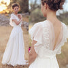 A line V-neckline Chiffon Outdoor Wedding Dress - daisystyledress