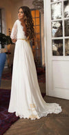 Fashion Long Sleeve Lace V-back Wedding Dress - daisystyledress