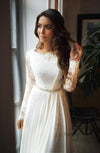 Fashion Long Sleeve Lace V-back Wedding Dress - daisystyledress