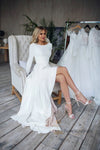 Informal Long Sleeve High Low V-back Boho Wedding Dress - daisystyledress