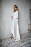 Informal Long Sleeve High Low V-back Boho Wedding Dress - daisystyledress