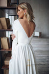 Informal Long Sleeve High Low V-back Boho Wedding Dress - daisystyledress