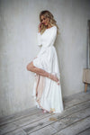 Informal Long Sleeve High Low V-back Boho Wedding Dress - daisystyledress