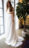 Beaded Half Sleeve Two Piece Wedding Dress - daisystyledress
