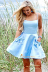 short blue homecoming dress