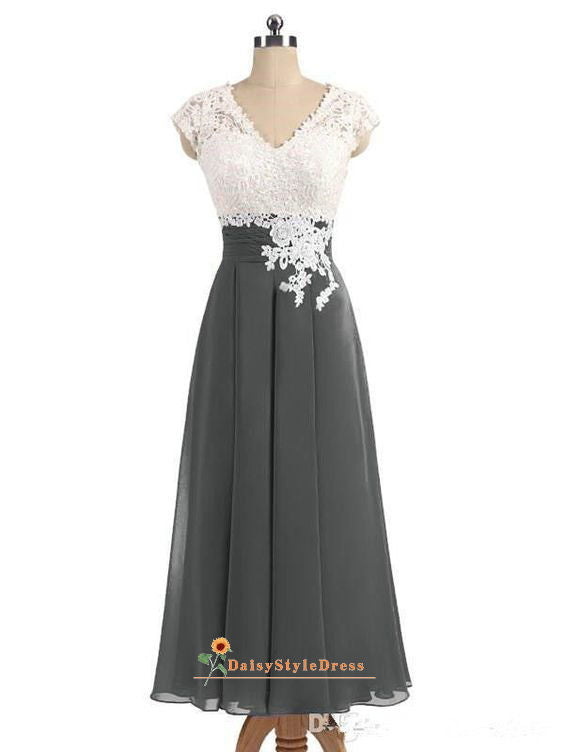 Ankle Length Grey Mother of The Bride Dress daisystyledress Ankle Length Grey Mother of The Bride Dress daisystyledress