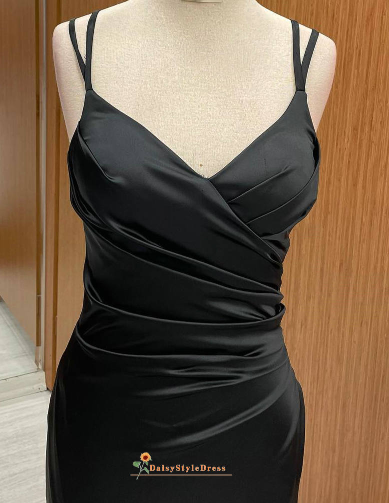 black silk dress tight SilkSilky 100% Mulberry Silk Spaghetti Strap V Neck Short Dress, Black / XL