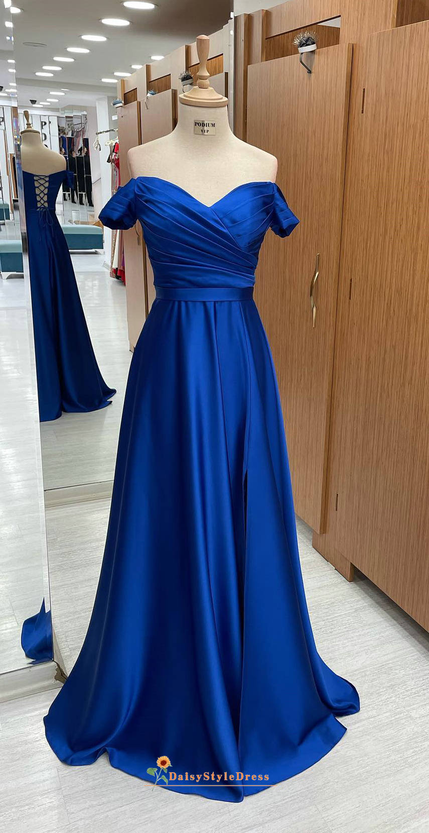 Short Sleeve Royal Blue Prom Dress – daisystyledress